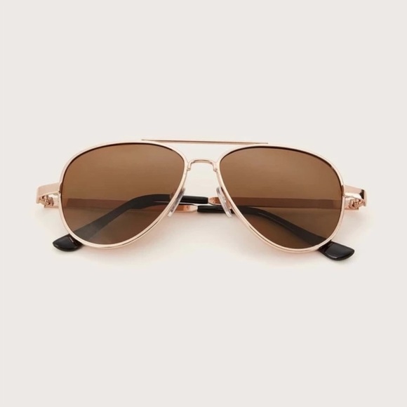 Brown and Gold Aviator Sunglasses - Picture 2 of 6